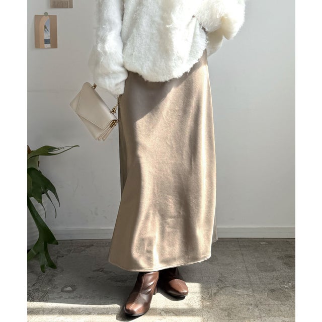 厚地サテンスカート （モカ）