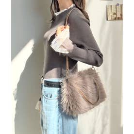 ショルダー付きファーバッグ （ベージュ）