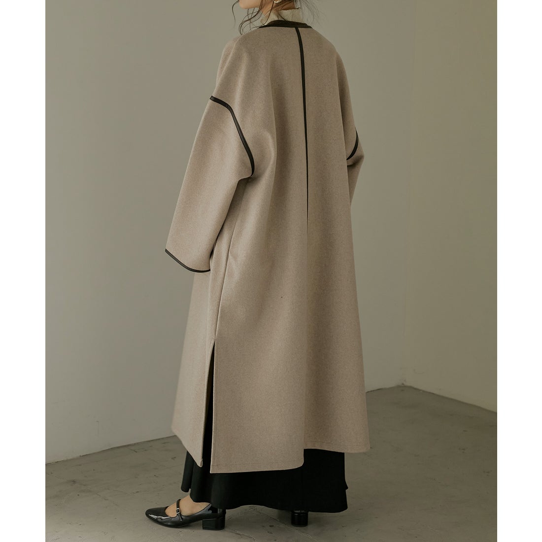 ファッションレター Fashion Letter 杢ニットモッサ ノーカラー 