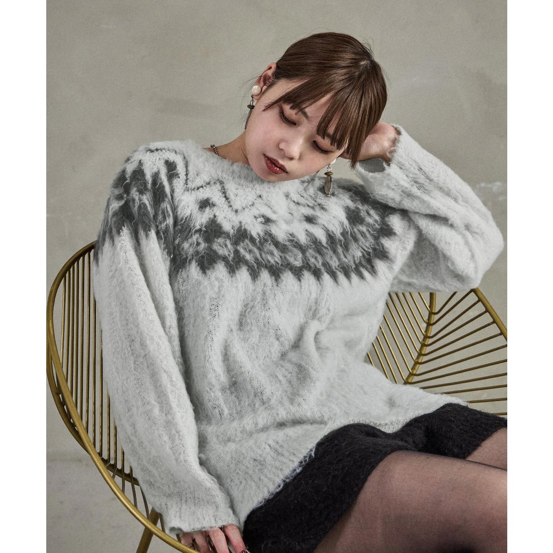 ファッションレター Fashion Letter モヘア ノルディック柄ニットプル