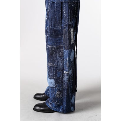 BORO JACQUARD CARGO PANTS RINSE INDIGO｜詳細画像