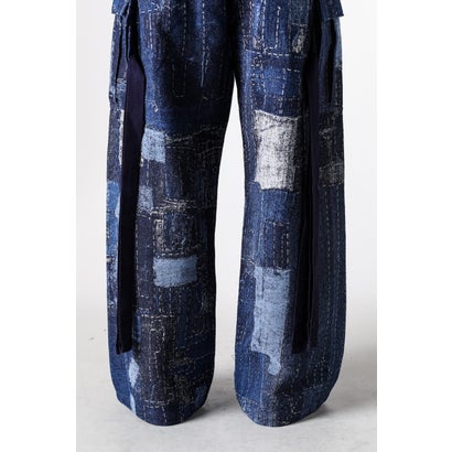BORO JACQUARD CARGO PANTS RINSE INDIGO｜詳細画像