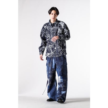 BORO JACQUARD CARGO PANTS RINSE INDIGO｜詳細画像