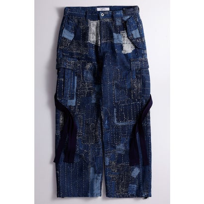 BORO JACQUARD CARGO PANTS RINSE INDIGO｜詳細画像