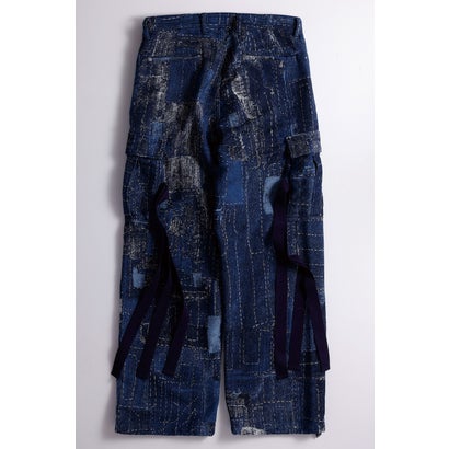 BORO JACQUARD CARGO PANTS RINSE INDIGO｜詳細画像
