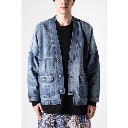 PLEATS DENIM CARDIGAN 3YR WASH （INDIGO）｜詳細画像