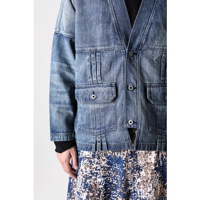 PLEATS DENIM CARDIGAN 3YR WASH （INDIGO）｜詳細画像