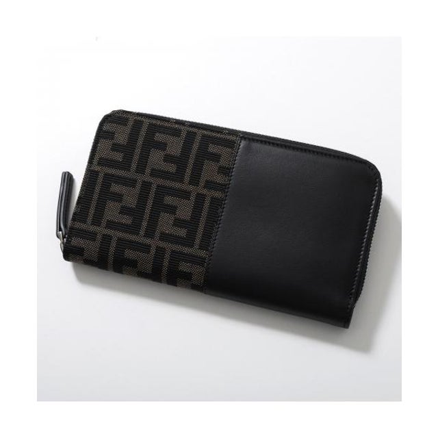 ラウンドファスナー長財布 7M0210 B139 FFジャカード （F0XLL/BLACK+DARK-BROWN-T）
