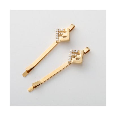 フェンディ FENDI FENDI ヘアピン 8AL490 ATEP FFロゴ （F089U/SOFT-GOLD+CRYSTAL）｜詳細画像