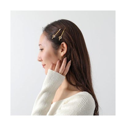 フェンディ FENDI FENDI ヘアピン 8AL490 ATEP FFロゴ （F089U/SOFT-GOLD+CRYSTAL）｜詳細画像