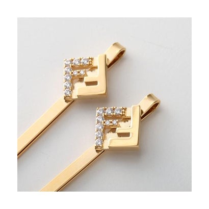 フェンディ FENDI FENDI ヘアピン 8AL490 ATEP FFロゴ （F089U/SOFT-GOLD+CRYSTAL）｜詳細画像