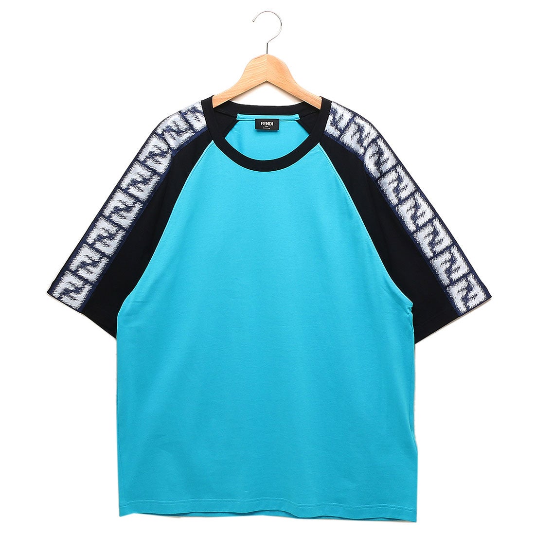 フェンディ FENDI Tシャツ トップス FFロゴ ズッカ柄ロゴ ブルー ...