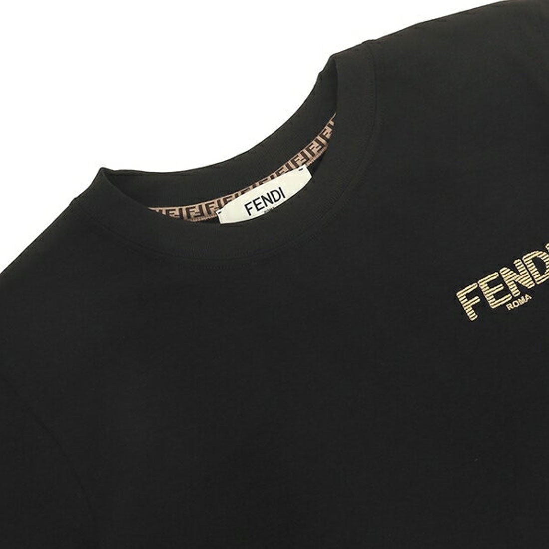 フェンディ FENDI Tシャツ トップス クロップド丈 ロゴ ブラック レディース FENDI FS7901 AKS3 F0GME （ブラック）