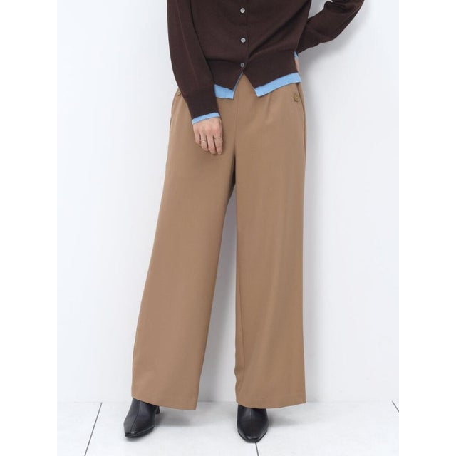 ボタンアクセントストレートワイドパンツ （ベージュ）