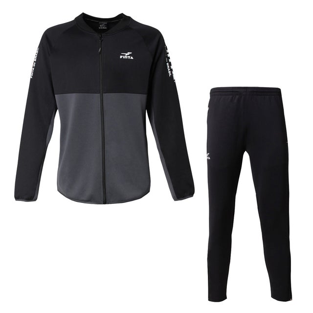 CALMOトレーニングジャケット＆トレーニングスリムパンツ（ブラック×ブラック)