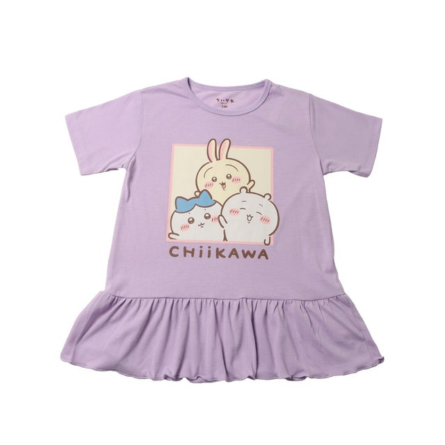 ジュニア 半袖シャツ アニメちいかわ GIRLS フリルTシャツ 22863351 （パープル）