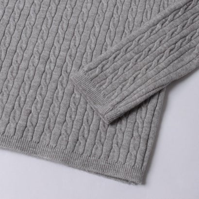 ケーブル編みヘンリーネックスリムニット （GRAY）｜詳細画像