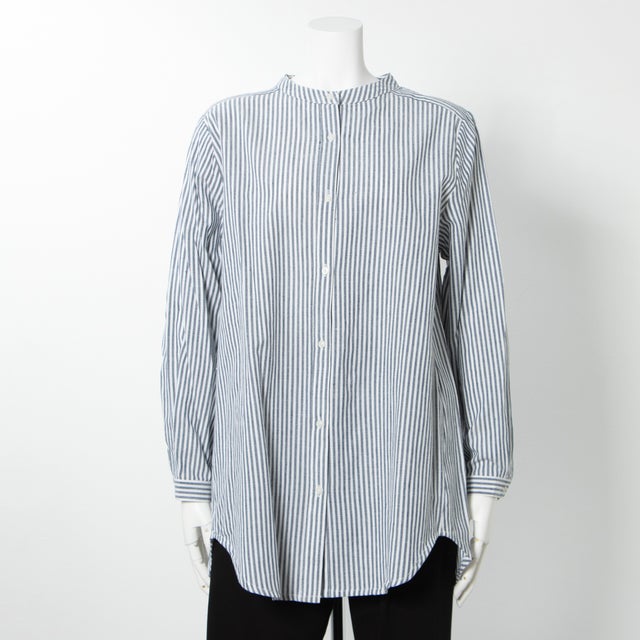 
         【HgSA-Bun collection】インド綿ラフ染めチュニックシャツ(ストライプ) （ネイビー）
