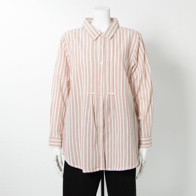 【HgSA-Bun collection】インド綿ラフ染めチュニックシャツ(ダブルストライプ) （サーモンピンク）