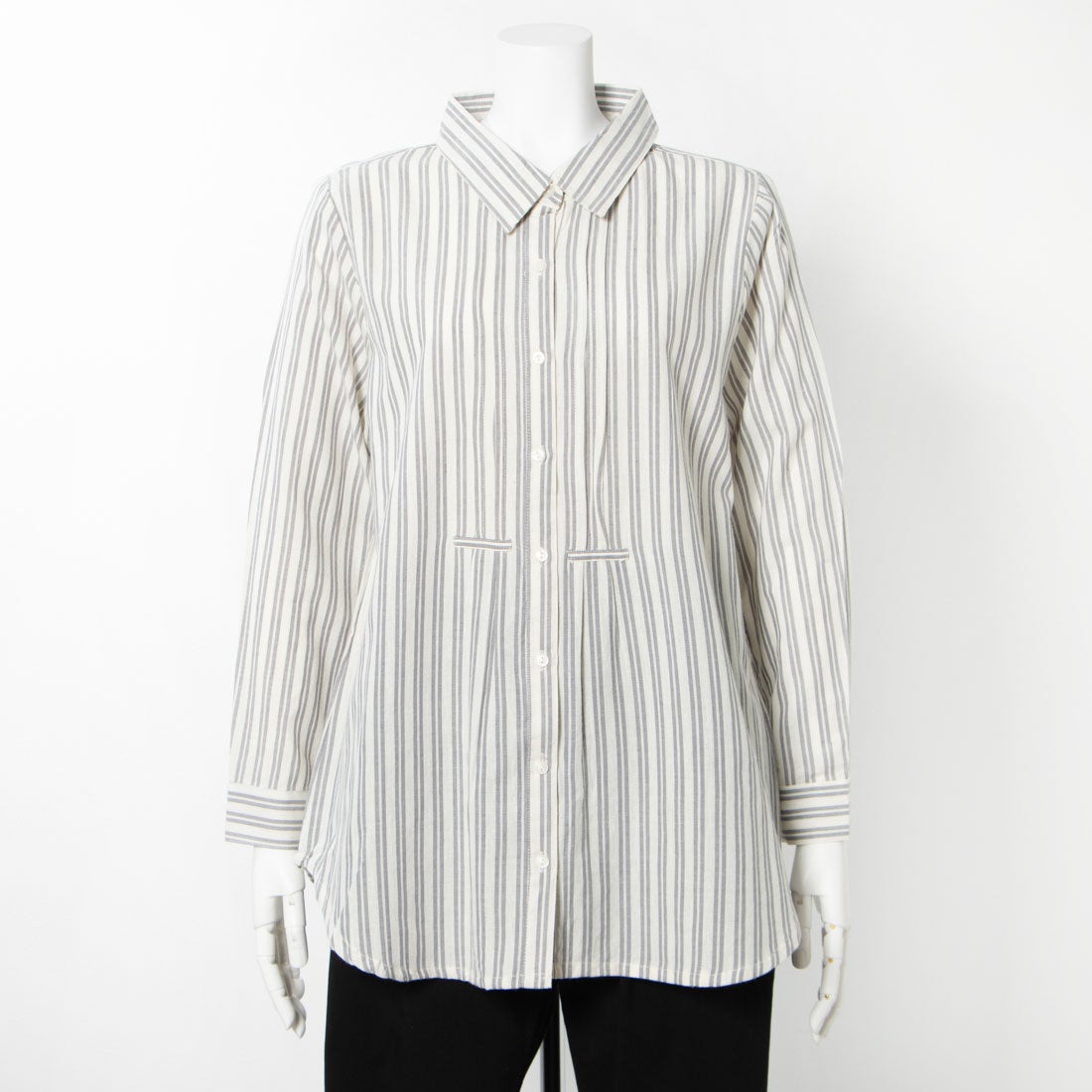 ファイン FINE 【HgSA-Bun collection】インド綿ラフ染めチュニックシャツ(ダブルストライプ) （チャコール） -ファッション通販  offprice.ec