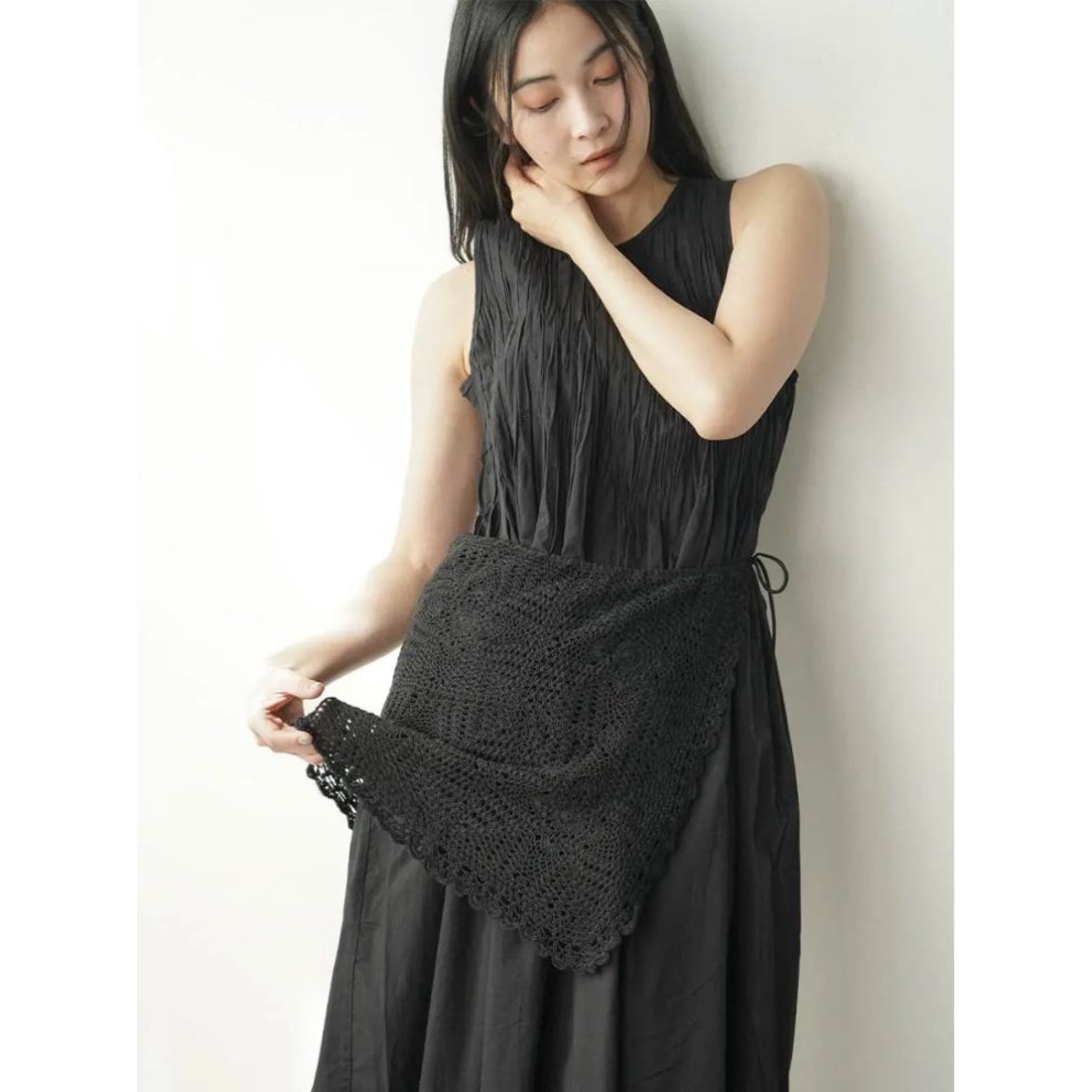フィーカ FIKA. Shirred cotton onepiece （ブラック） - ファッション 