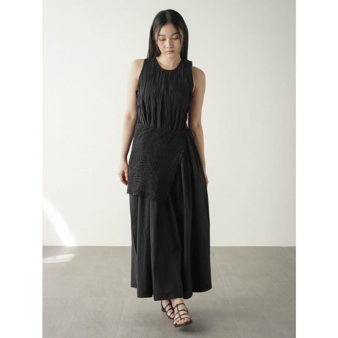 フィーカ FIKA. Shirred cotton onepiece （ブラック） - ファッション 