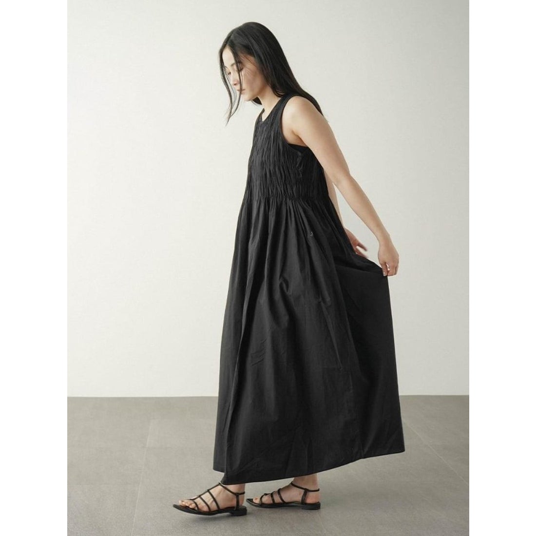 フィーカ FIKA. Shirred cotton onepiece （ブルー） - ファッション 