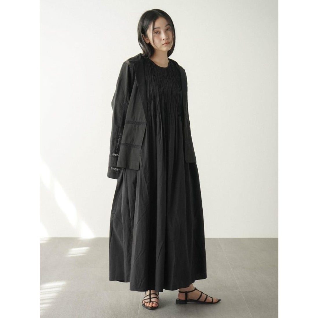 フィーカ FIKA. Shirred cotton onepiece （ブルー） - ファッション 