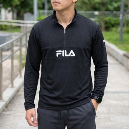 フィラ FILA DRY LONG SLEEVE HALF ZIP TEE / ドライ ハーフジップシャツ / カジュアルウェア / メンズ （BLACK）｜詳細画像