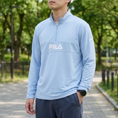 フィラ FILA DRY LONG SLEEVE HALF ZIP TEE / ドライ ハーフジップシャツ / カジュアルウェア / メンズ （L.BLUE）｜詳細画像