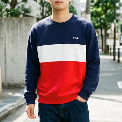 COLOR BLOCK SWEAT SHIRT / カラーブロック スウェットシャツ / カジュアルウェア / メンズ （NAVY）｜詳細画像