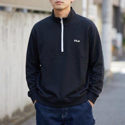 COLOR BLOCK HALF ZIP SWEAT / カラーブロック ハーフジップスウェット / カジュアルウェア / メンズ （BLACK）｜詳細画像