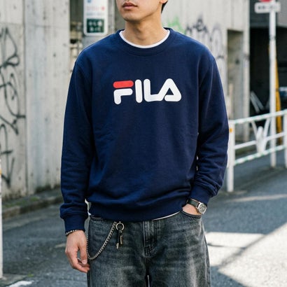 LINEAR LOGO SWEAT SHIRT / リニアロゴ グラフィックスウェットシャツ / カジュアルウェア / メンズ （NAVY）｜詳細画像