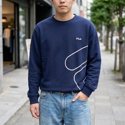 FLOATING LOGO SWEAT SHIRT / フローティングロゴ グラフィックスウェットシャツ / カジュアルウェア / メンズ （NAVY）｜詳細画像