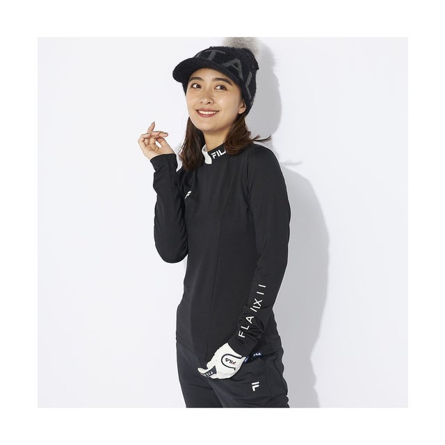 /レディス/GOLF 長袖モックネックシャツ （ブラック）