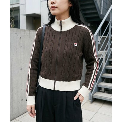 CABLE KNIT TRACK TOP / ケーブルニット トラックトップ / カジュアルウェア / レディース （BROWN）｜詳細画像