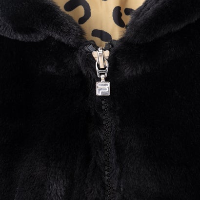 CIRCLE LOGO FUR HOODIE JACKET / サークルロゴ ファーフーディジャケット / カジュアルウェア / レディース （BLACK）｜詳細画像
