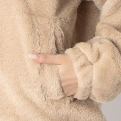 CIRCLE LOGO FUR HOODIE JACKET / サークルロゴ ファーフーディジャケット / カジュアルウェア / レディース （BEIGE）｜詳細画像