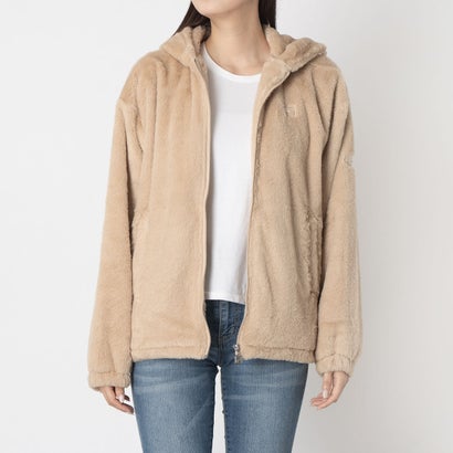 CIRCLE LOGO FUR HOODIE JACKET / サークルロゴ ファーフーディジャケット / カジュアルウェア / レディース （BEIGE）｜詳細画像