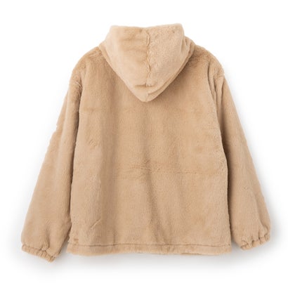 CIRCLE LOGO FUR HOODIE JACKET / サークルロゴ ファーフーディジャケット / カジュアルウェア / レディース （BEIGE）｜詳細画像