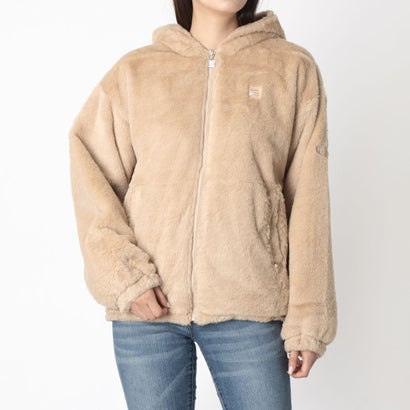 CIRCLE LOGO FUR HOODIE JACKET / サークルロゴ ファーフーディジャケット / カジュアルウェア / レディース （BEIGE）｜詳細画像