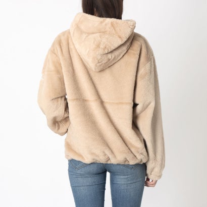CIRCLE LOGO FUR HOODIE JACKET / サークルロゴ ファーフーディジャケット / カジュアルウェア / レディース （BEIGE）｜詳細画像