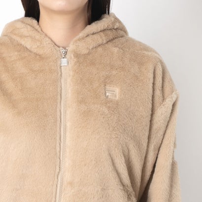 CIRCLE LOGO FUR HOODIE JACKET / サークルロゴ ファーフーディジャケット / カジュアルウェア / レディース （BEIGE）｜詳細画像