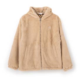 CIRCLE LOGO FUR HOODIE JACKET / サークルロゴ ファーフーディジャケット / カジュアルウェア / レディース （BEIGE）