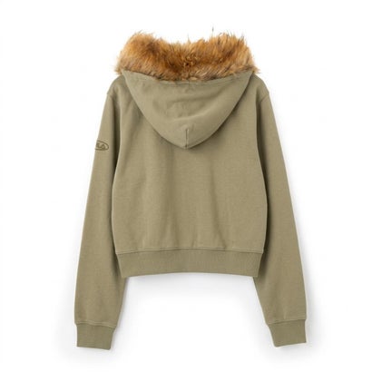 CIRCLE LOGO ZIP FUR HOODIE / サークルロゴ ジップファーフーディ / カジュアルウェア / レディース （KHAKI）｜詳細画像