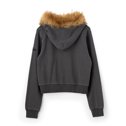 CIRCLE LOGO ZIP FUR HOODIE / サークルロゴ ジップファーフーディ / カジュアルウェア / レディース （BLACK）｜詳細画像