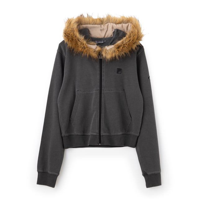 CIRCLE LOGO ZIP FUR HOODIE / サークルロゴ ジップファーフーディ / カジュアルウェア / レディース （BLACK）