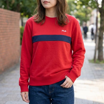 COLOR BLOCK SWEAT SHIRT / カラーブロック スウェットシャツ / カジュアルウェア / レディース （RED）｜詳細画像
