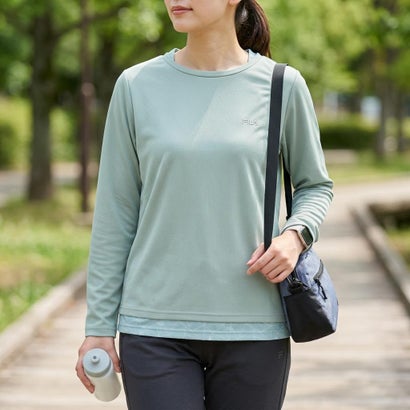 フィラ FILA DRY LONG SLEEVE FAKE TEE / ドライ ナガソデフェイクティー / カジュアルウェア / レディース （L.GREEN）｜詳細画像