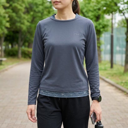 フィラ FILA DRY LONG SLEEVE FAKE TEE / ドライ ナガソデフェイクティー / カジュアルウェア / レディース （D.GREY）｜詳細画像